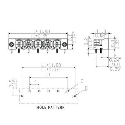 1095920000 - 7.62mm Male PCB Connector with 90° Angle, Black Finish  (Pack of 72)