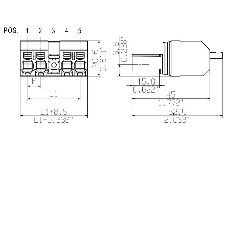 2630450000 - 7.62mm Pitch 3-Pole PCB Connector with PUSH IN Method  (Pack of 60)