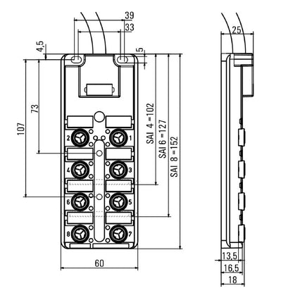 1766700000 - 5m M12 IDC Cable with LED, 30V, 4A