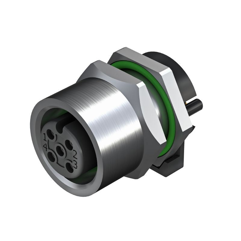 2423180000 - M12 4-Pole Nickel-Plated Rear Panel Socket Connector  (Pack of 10)