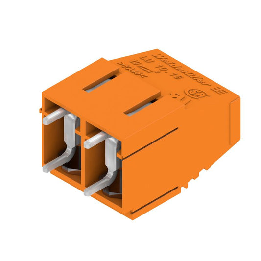 1279390000 - 2-Pole Orange Circuit Board Terminal with 90° Connection Angle  (Pack of 20)