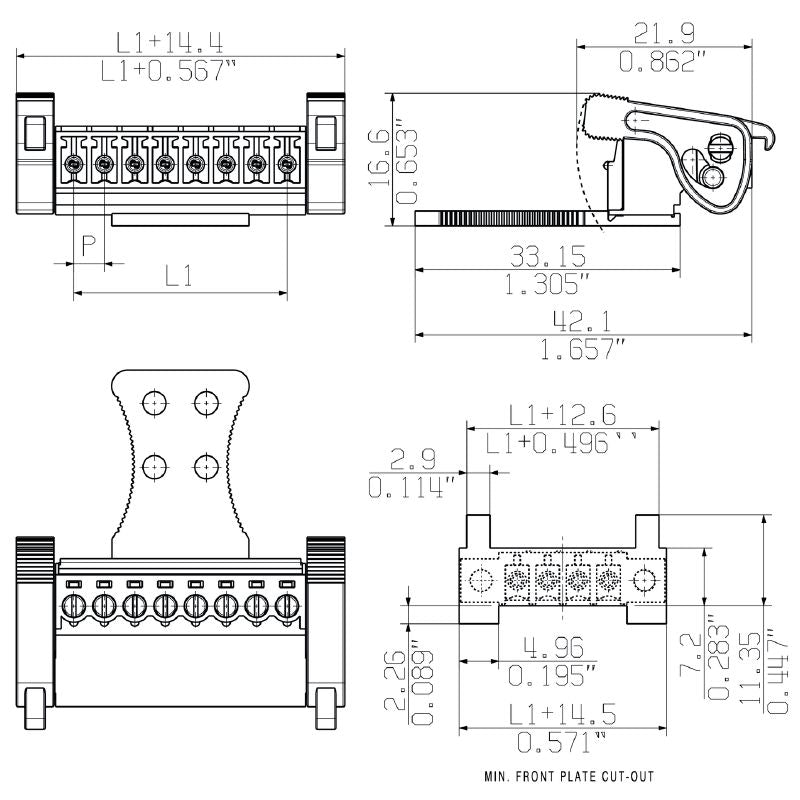 2444240000 - 3.81mm 4-Pole Male Plug PCB Connector with Clamping Yoke  (Pack of 50)