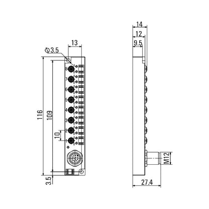 1861540000 - 19-Pole M23 Connector, 10-50V, RoHS Compliant