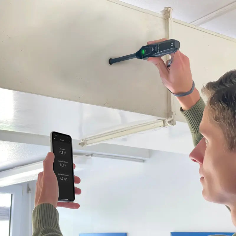 PCE-HWA 20BT - Bluetooth Wind Speed & Temp Thermometer with 390mm Rod