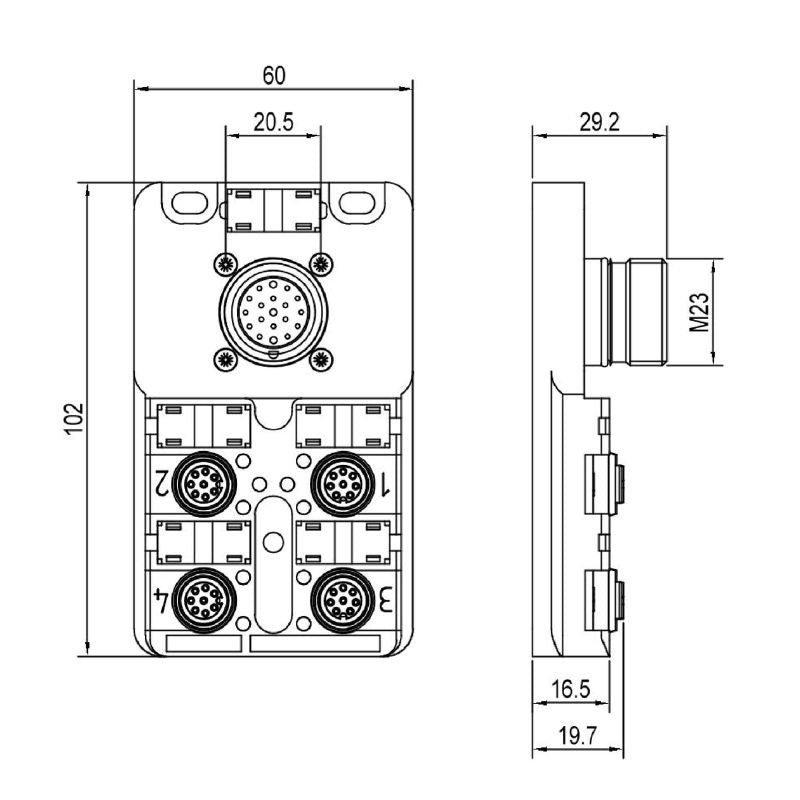 2694040000 - M23 19-Pole Connector with IP68 Protection, -20 to 90°C
