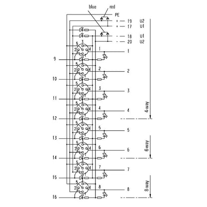 1701231000 - M12 Hood Distributor with LED Indicator, -20 to 90°C  (Pack of 2)