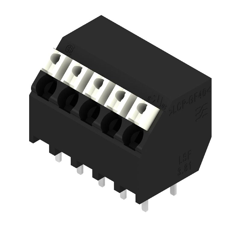 1888380000 - 3.81mm Black PCB Terminal, 5 Poles, 135° Bent Orientation  (Pack of 190)