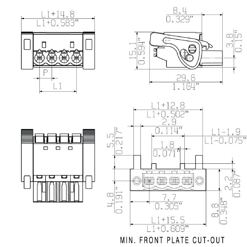 1016480000 - 15-Pole 5.00mm PCB Connector, 180° Angle, Push-In Design  (Pack of 18)