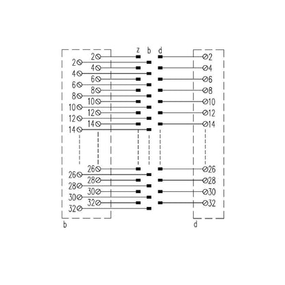 0587060000 - DIN 41612 Female Connector, 48 Poles, 144mm Depth