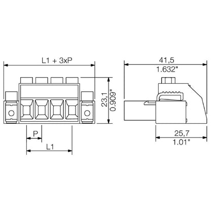 1932070000 - 7.62mm Two-Pole PCB Connector with 180° Angle  
  (Pack of 100)