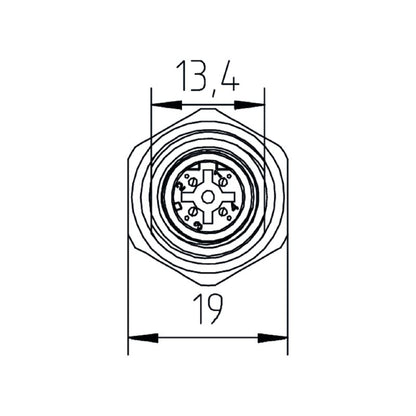 2664790000 - M12 D-Coded Connector, 4A, IP67, 9mm Max Diameter