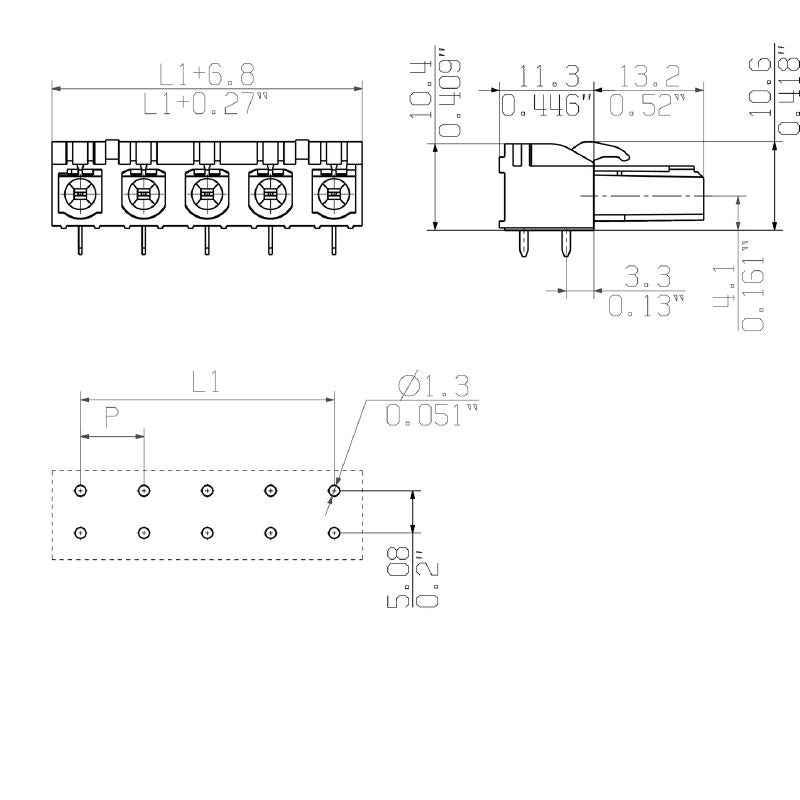 1043260000 - 5-Pole 7.62mm PCB Plug-In Connector, 90° Black Header  (Pack of 48)