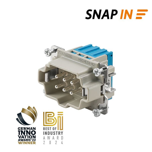 2534140000 - 6-Pole HDC Male Connector, 500V, SNAP IN Design