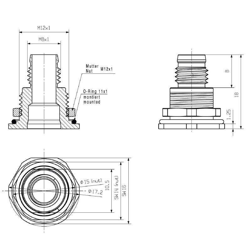 2726030000 - IP67 M8 PCB Socket Housing for Backpanel Mounting  (Pack of 20)
