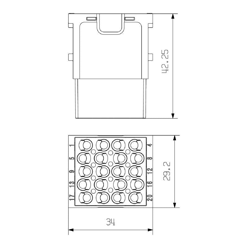1428930000 - 20-Pole HDC MHE 500V Module, 16A Crimp Connection