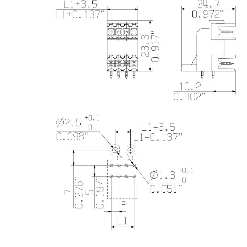 1634120000 - 20-Pole 3.50mm Male Header PCB Connector, 90° Angle  (Pack of 20)