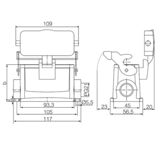 1658320000 - 6-Inch IP65 Enclosure with PG 21 Cable Entry