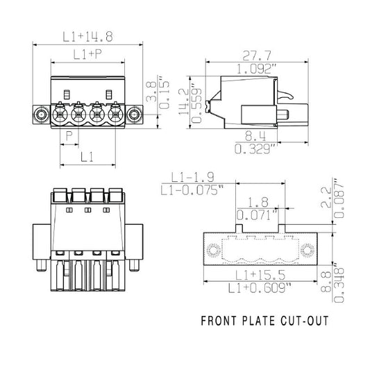 1017600000 - 5mm 16-Pole Female Plug Connector, 180° Angle, Push In System  (Pack of 18)