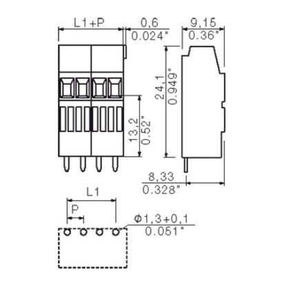 1716710000 - 3.50mm Orange PCB Terminal with 2 Poles, Solder Pins  (Pack of 100)