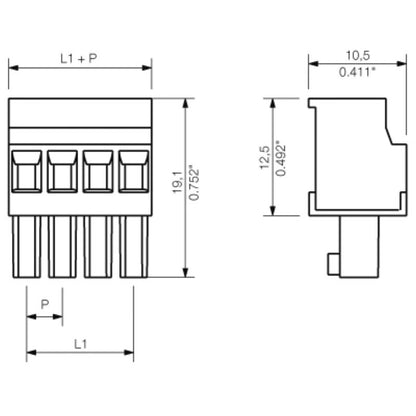 1798950000 - 3.81mm 4-Pole PCB Connector with 270° Angle  (Pack of 50)