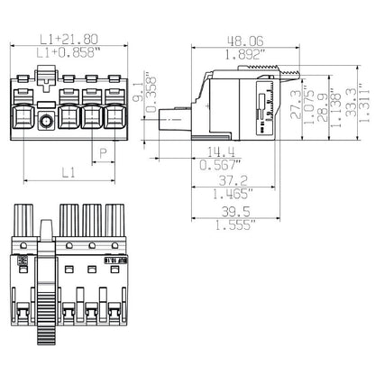 2592550000 - 10.16mm PCB Plug Connector, 180° Orientation, Push In Mechanism  (Pack of 36)