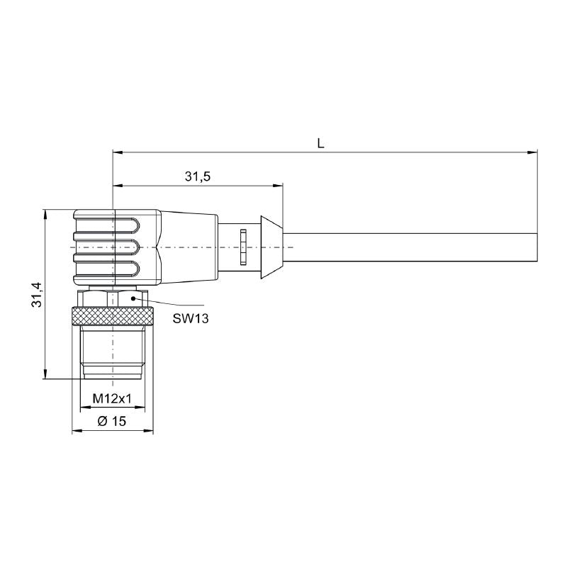 1279420150 - 1.5m PUR M12 8-Pole Sensor/Actuator Connector Cable