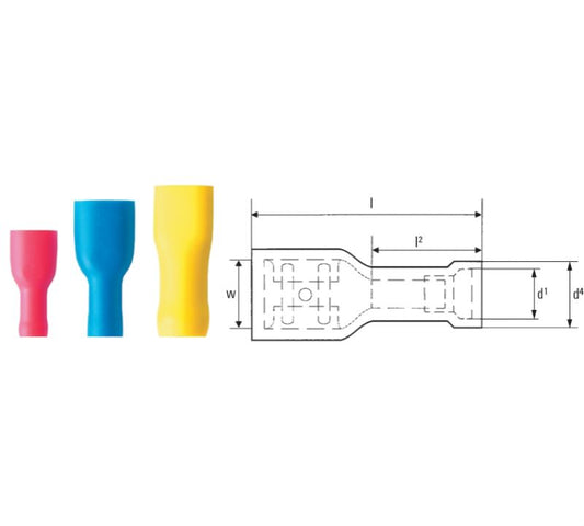 9200660000 - Insulated Yellow Connector Sleeve for 4-6 mm² Cables  (Pack of 100)