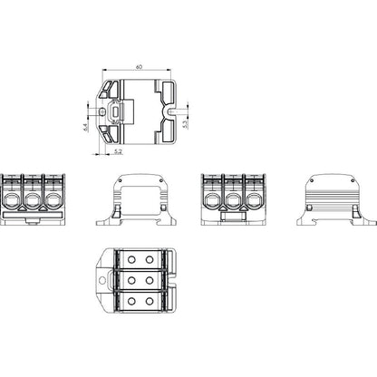 2502620000 - 150A WPD 330 Terminal for 6 Connections, 50 mm²  (Pack of 3)