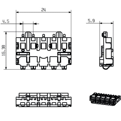 1155840000 - 5-Pole Gold-Plated PCB Connector with 180° Angle  (Pack of 78)