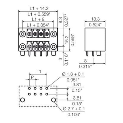 1041110000 - 3.81mm PCB Connector, 32 Poles, 90-Degree Elbow  (Pack of 20)