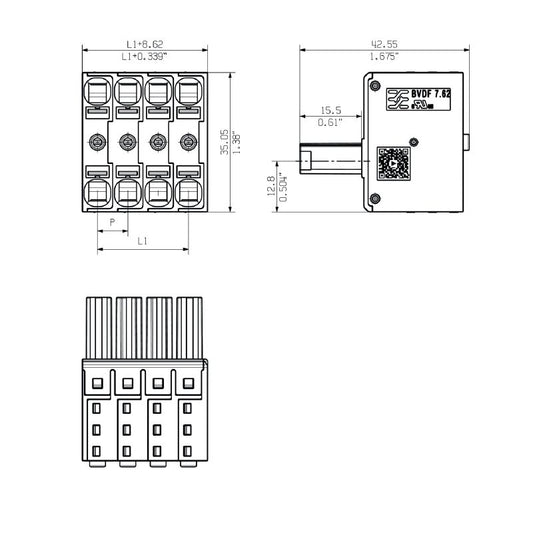 2720460000 - 6-Pole Female PCB Connector, 7.62mm Pitch, PUSH IN Design  (Pack of 18)