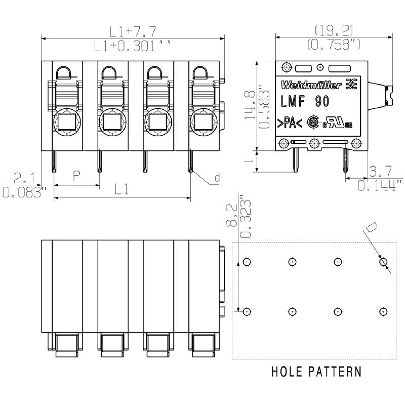 2667760000 - 4-Pole 7.50mm PCB Terminal with Push-In Mechanism  (Pack of 50)