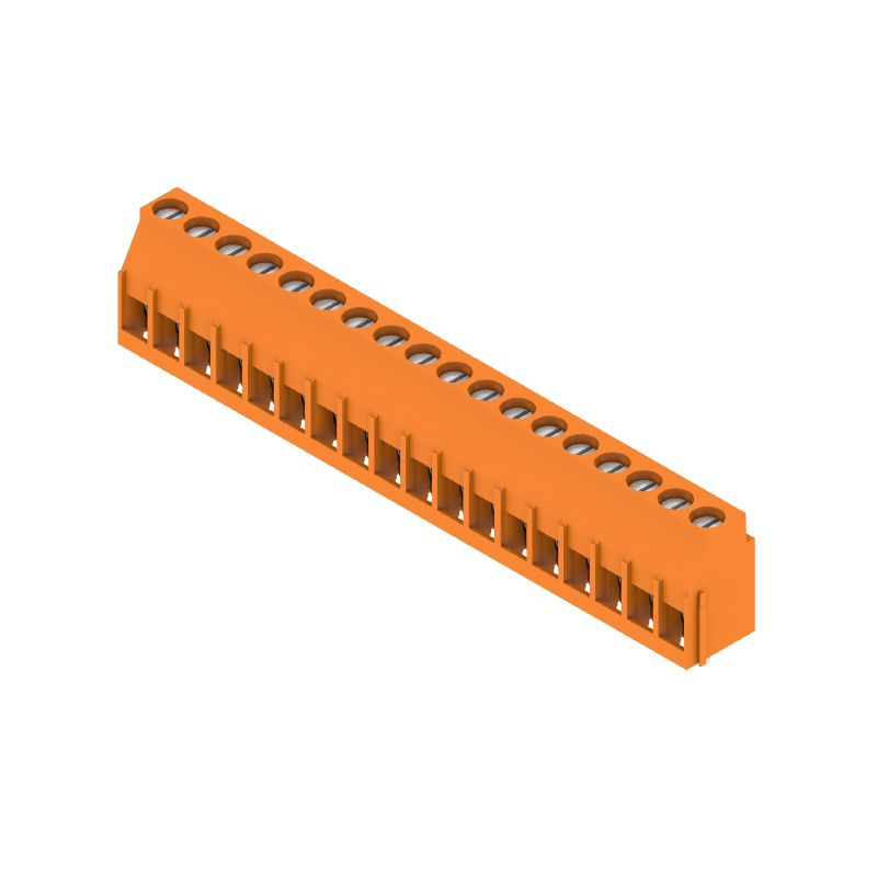 1001990000 - 5.08mm PCB Terminal, 18 Pole, 90° Connection, Orange Finish  (Pack of 18)