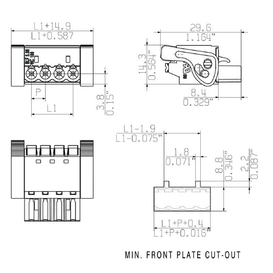2874730000 - 12-Pole PCB Female Plug Connector, 180° Angle, Push-In Design  (Pack of 24)