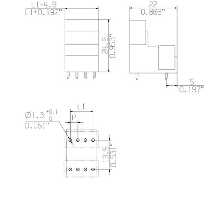 1641780000 - 24-Pole Black PCB Male Header Connector, 3.50mm Pitch  (Pack of 10)
