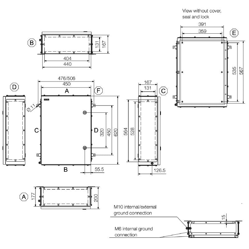1200730000 - Stainless Steel Terminal Box 620mm x 450mm x 200mm