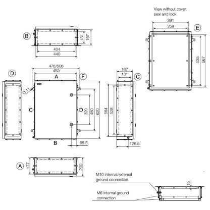 1200730000 - Stainless Steel Terminal Box 620mm x 450mm x 200mm