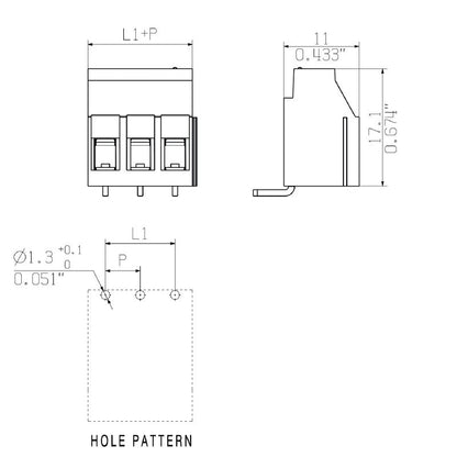 2429610000 - 3.2mm Solder Pin Terminal with 180° Angle, 13 Poles  (Pack of 24)