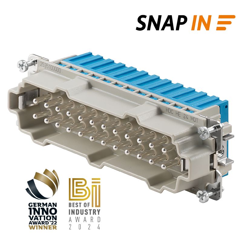 2535100000 - 24-Pole Male Connector, 16A/500V, SNAP IN Installation