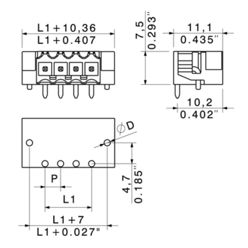 1379610000 - 3.50mm Male Header Connector with 90° Orientation and Clip Flange  (Pack of 100)