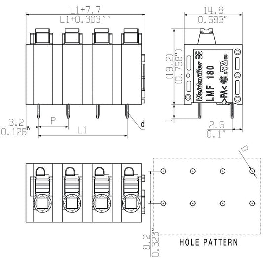 2774590000 - 7-Pole 7.50mm PCB Terminal with 180° Outlet, Orange  (Pack of 25)