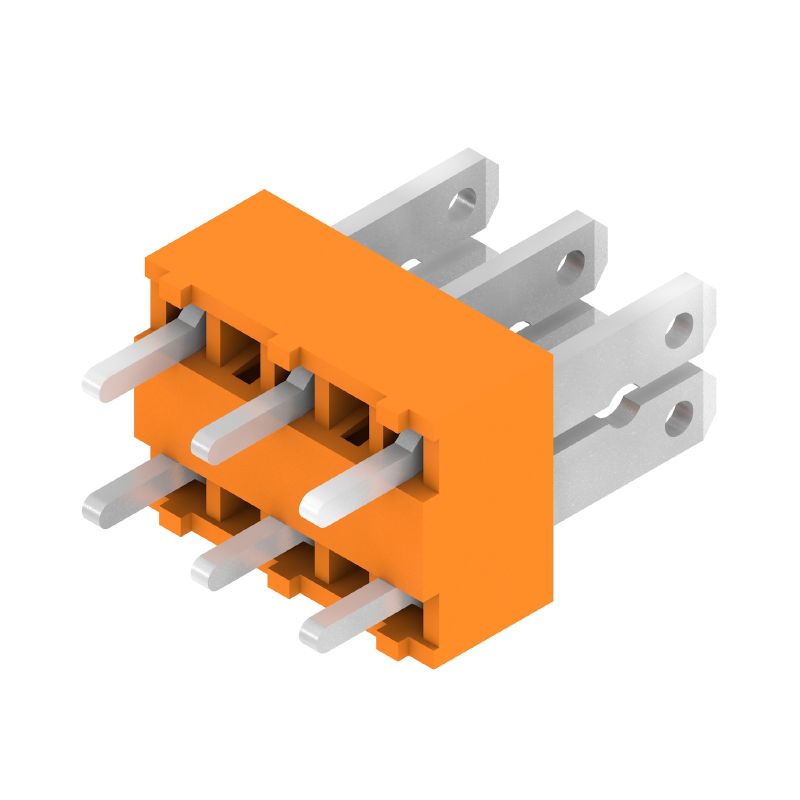 9500420000 - 3-Pole 3.5mm Orange PCB Terminal at 180° Angle  (Pack of 100)