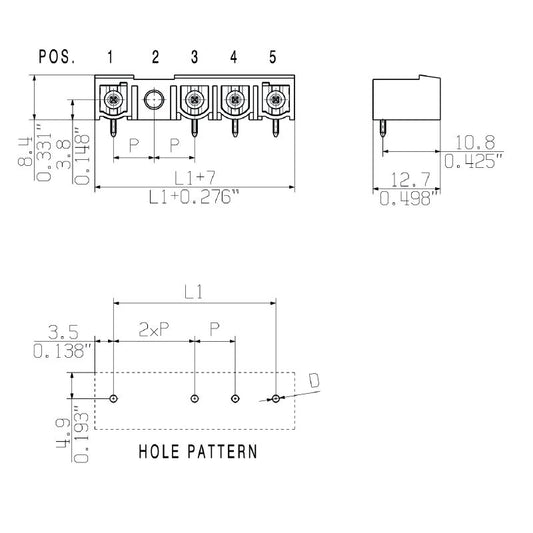 2462790000 - 3-Pole 3.2mm PCB Plug-In Connector, 90° Angle, Black  (Pack of 60)