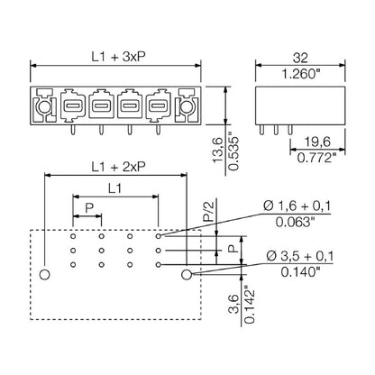 1813590000 - 10.16mm 4-Pole PCB Connector with Clip-On Flange  (Pack of 30)