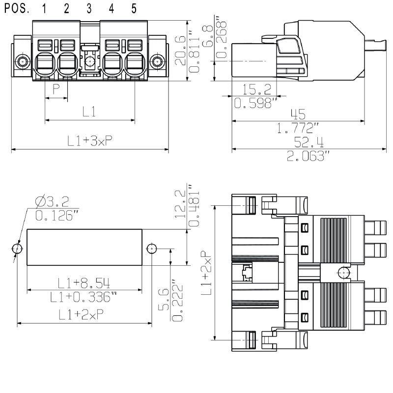 2630500000 - 7.62mm Male PCB Connector with PUSH IN Mechanism  (Pack of 66)
