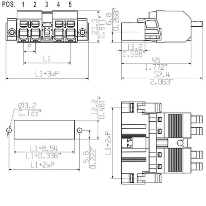 2630500000 - 7.62mm Male PCB Connector with PUSH IN Mechanism  (Pack of 66)