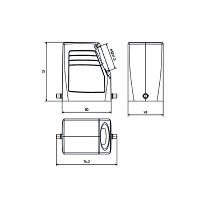 2543960000 - IP65 HDC Enclosure M32 with Side Cable Entry
