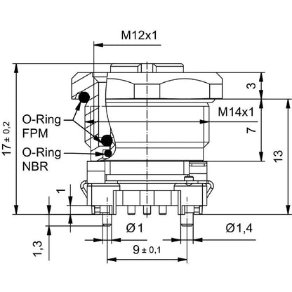 2423140000 - M12 A-Coded Connector, 5 Poles, IP67, 13mm Height  (Pack of 25)