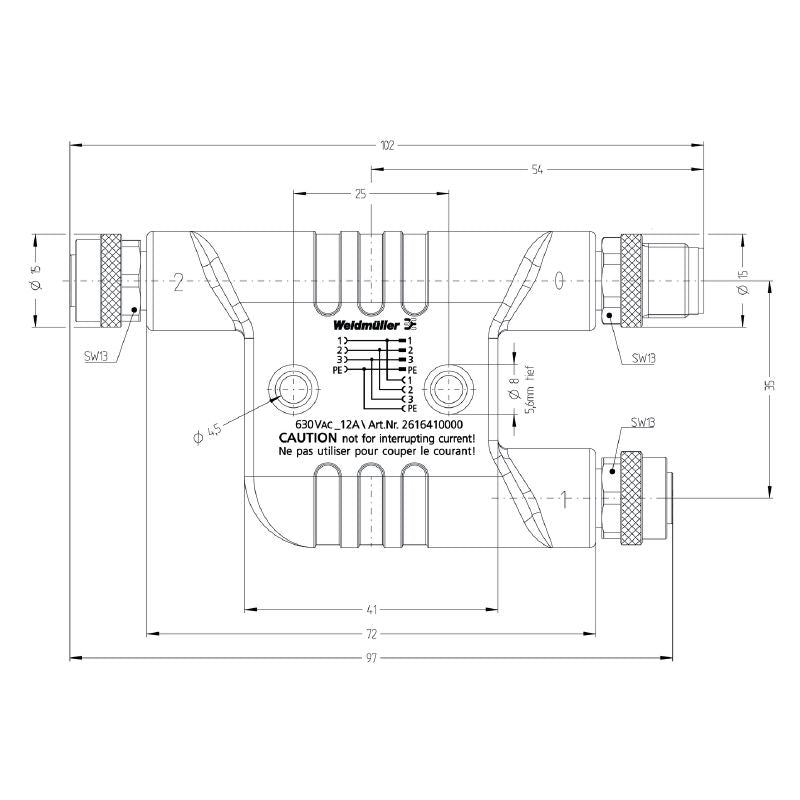 2616410000 - RoHS Compliant M12 Y Connector with TPU Housing