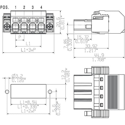 1124830000 - 7.62mm Male PCB Connector with 4 Poles and Tension-Clamp  (Pack of 30)